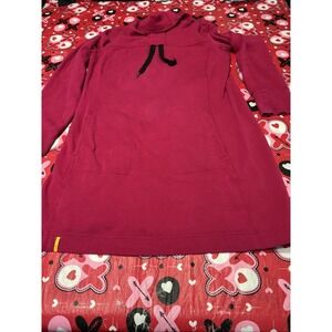 Loka Hoodie Jersey Front Pocket Dress Cotton Spandex Womens L Burgundy